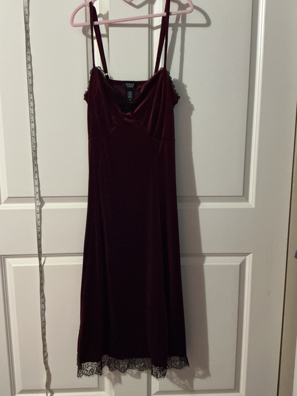 Women's Velvet Maxi Slip Dress in Deep Burgundy